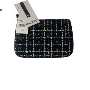 Nine West Black and Silver Textured wristlet